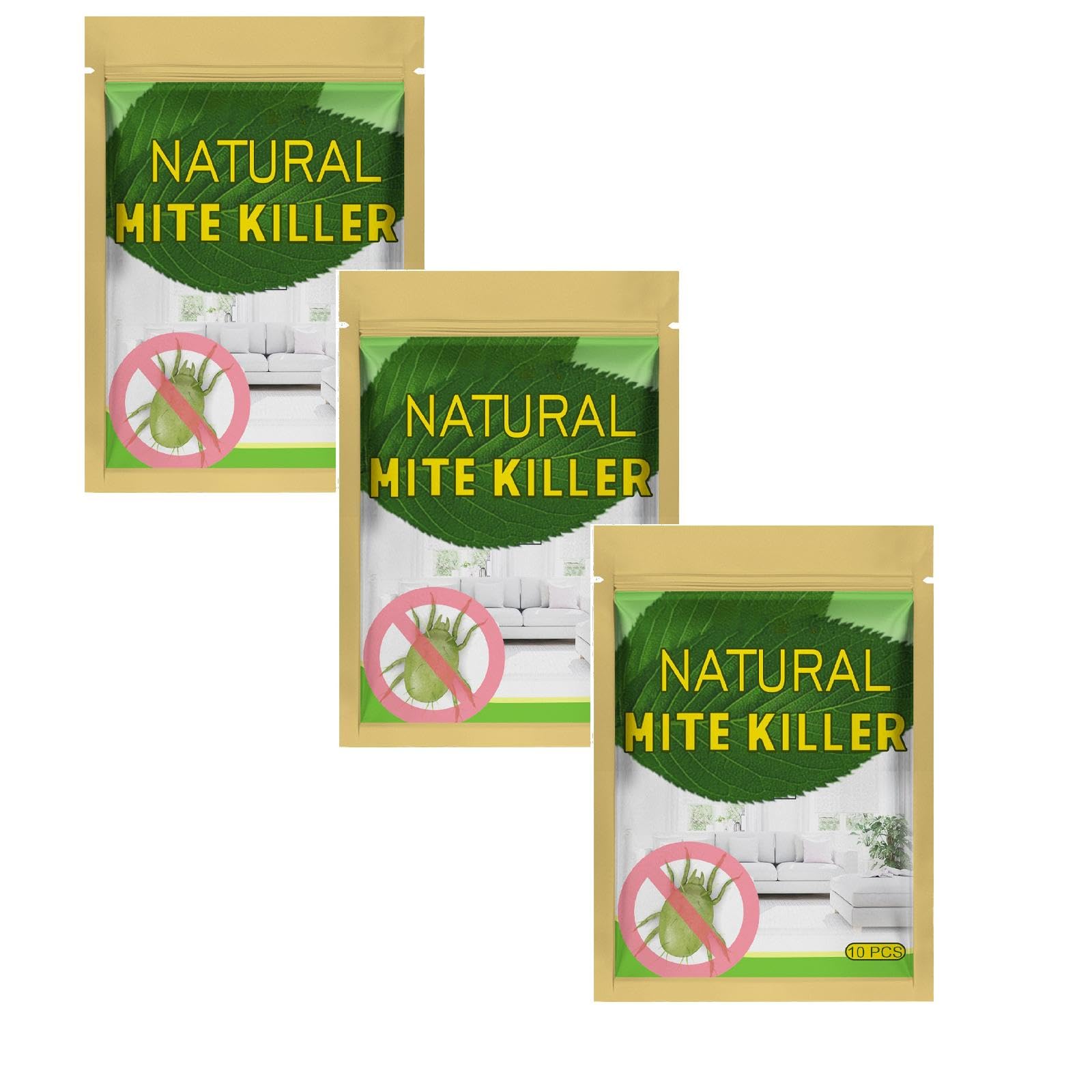 10‑Pack Natural Mite Killer Sachets, Plant Based Dust Mite Remover,2PC