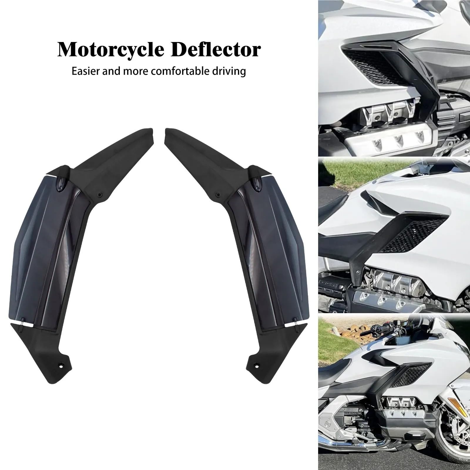 Przednia szyba motocyklowa Pasuje do motocykla Gold Wing 2018-2021, 2x regulowany boczny spoiler, owiewka, deflektory powietrza, tworzywo ABS