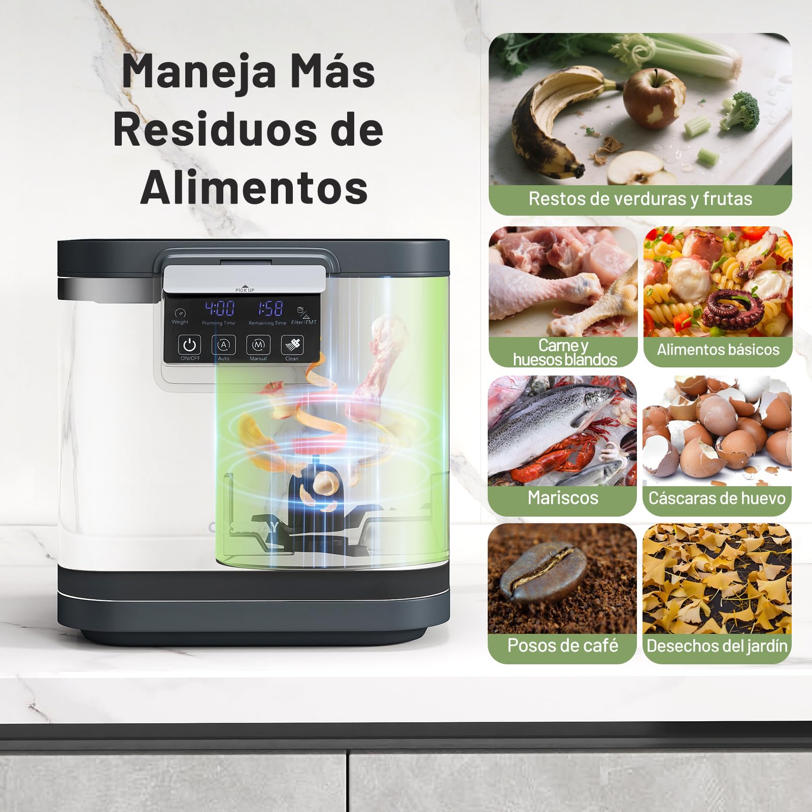 COSTWAY 4L Compostadora Eléctrica para Cocina, Máquina de Compostaje Inteligente con Tapa, Autolimpieza, Pantalla LED, Contenedor de Compostaje, Convierte Residuos Alimenticios en Fertilizante