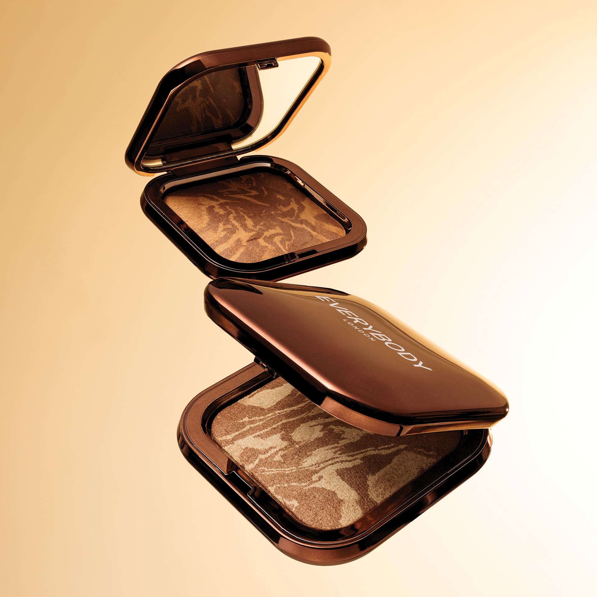 EVERYBODY LONDON Rozświetlający bronzer w kompakcie, efekt skóry muśniętej słońcem, ultralekka formuła, promienne wykończenie i konturowanie, 6g (Golden Hour)