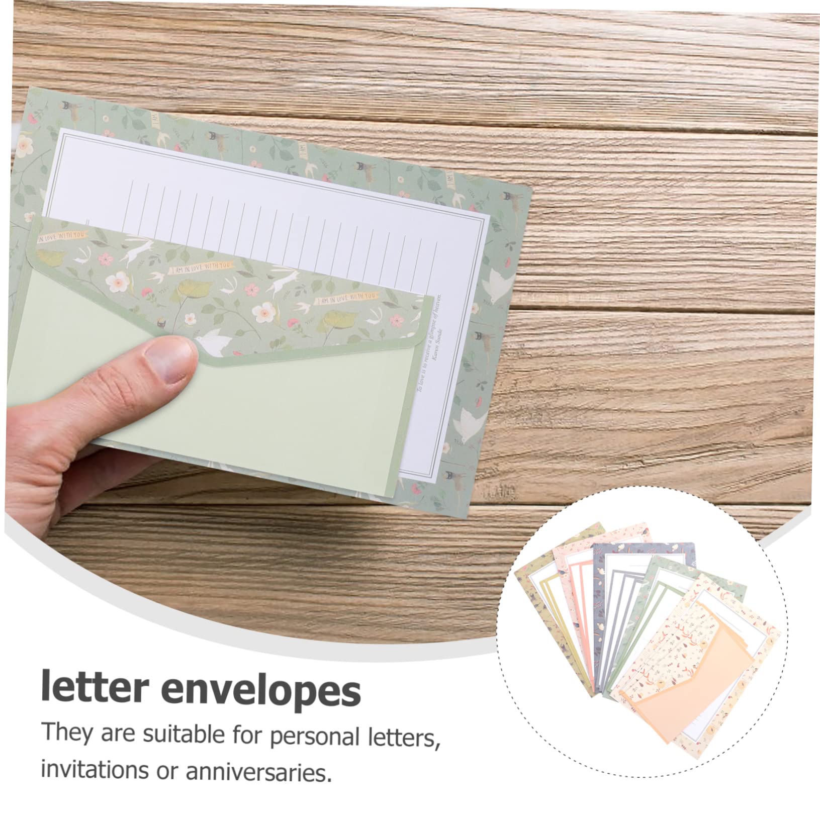 Set de Papier à Lettre A5 Enveloppes Vintage Motif Floral Lot de 5 Ensembles
