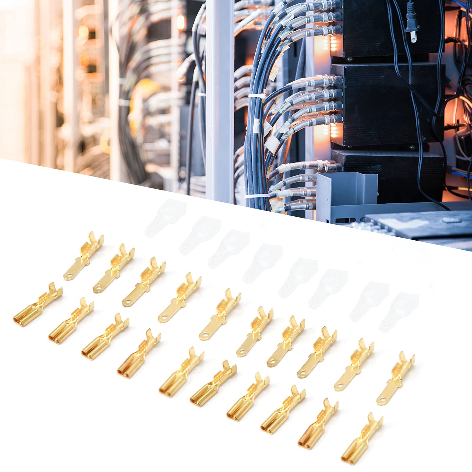 Brass Spade Connectors, 2.8mm Male Female Spade Connectors Transparent Crimp Sleeve Brass for Various Equipment Switches for Electronic Components with Pins