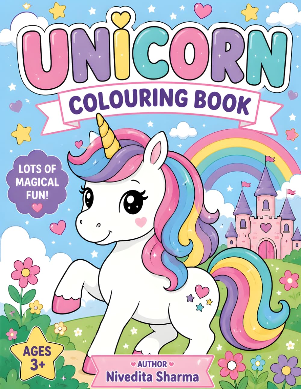 Cute Unicorn Colouring Book for Kids Ages 3-6: Fun and Easy Unicorn Coloring Pages with Rainbows, Princess Unicorns, Baby Unicorns, Butterflies, and ... Designs for Toddlers and Preschool Kids