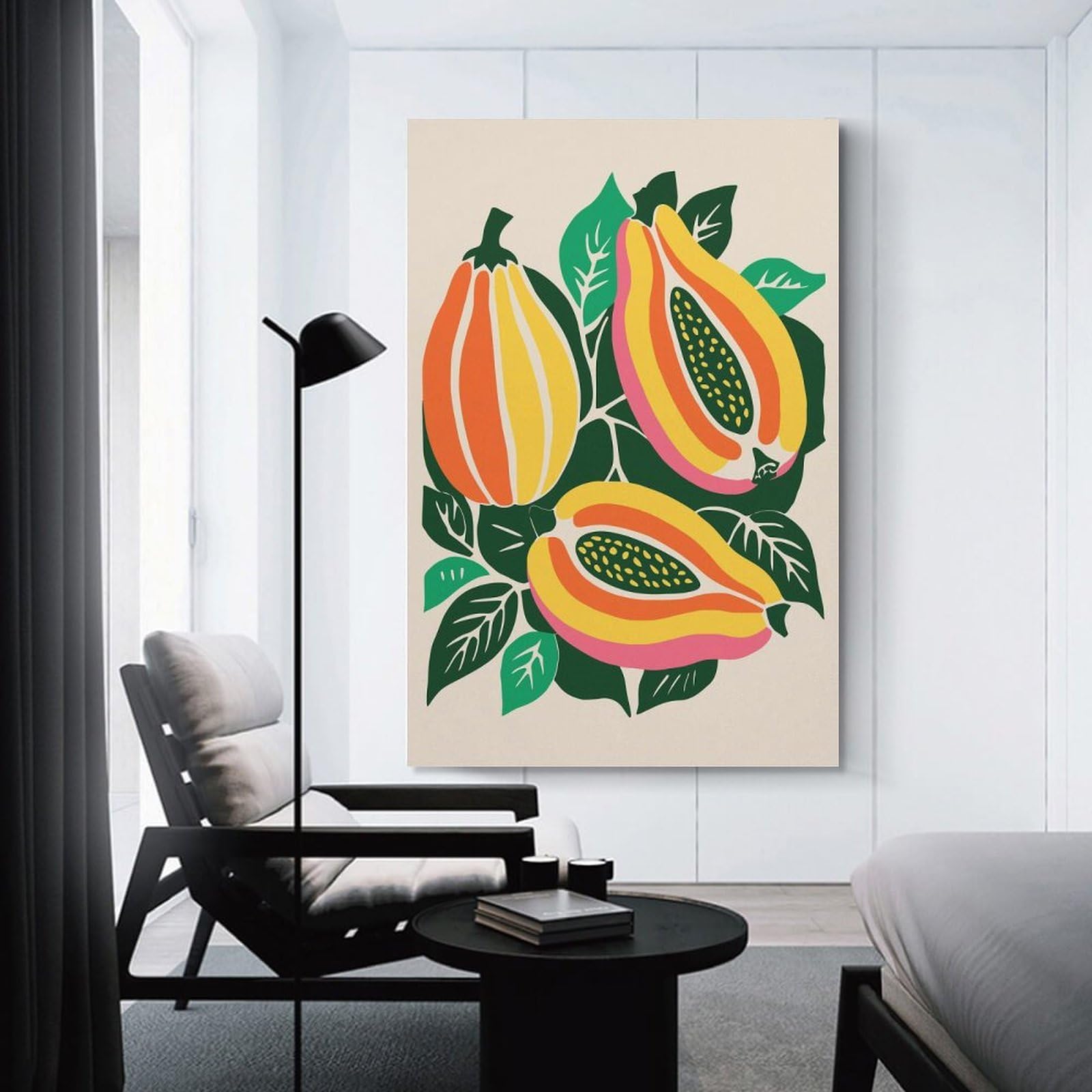 Junmoney Colorful Papaya Fruit Canvas Wall Picture, 12x18inch(30x45cm), for Picture Wall Styling in Lounge Or Bedroom, An Easy Match for Collected Prints