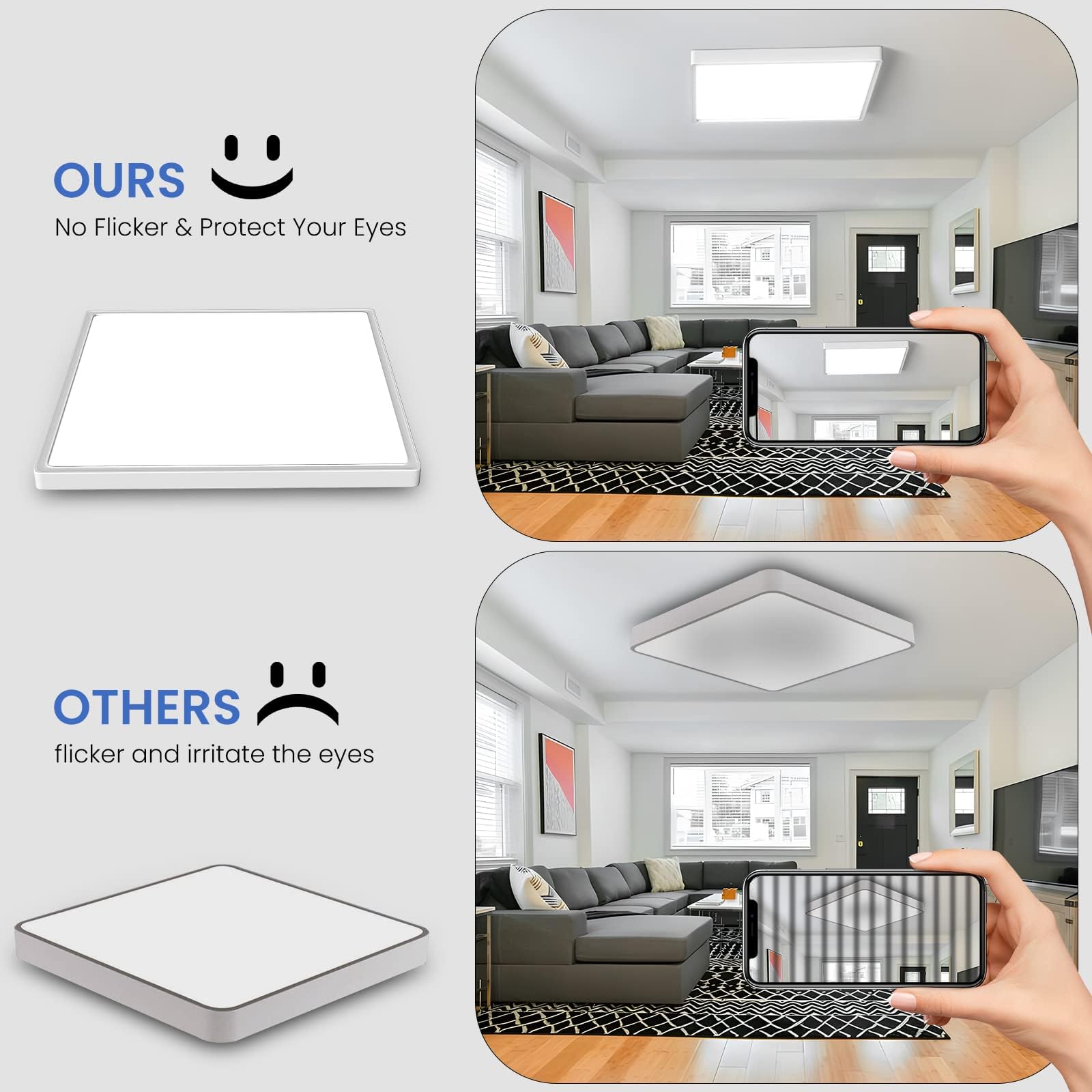 OTREN Plafoniera LED Soffitto Quadrata, 4000K Lampada da Soffitto LED Moderno, Plafoniera Bagno IP44 per Camera da Letto, Cucina, Soggiorno, Balcone, Ufficio, 30CM 2400LM