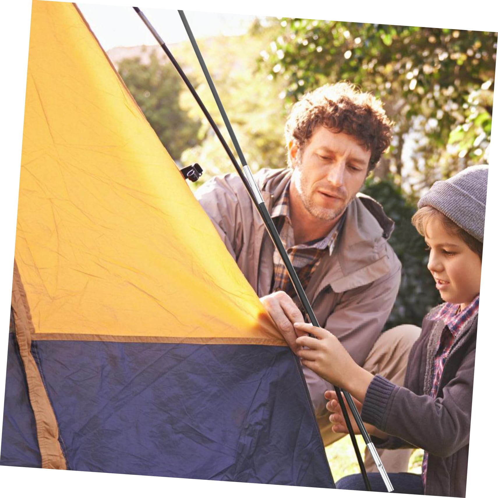 WOONEKY 2 pièces Kit Poteaux de Tente de Support et pour Camping Remplacement de Barres pour Tentes Accessoires Extérieurs Polyvalents