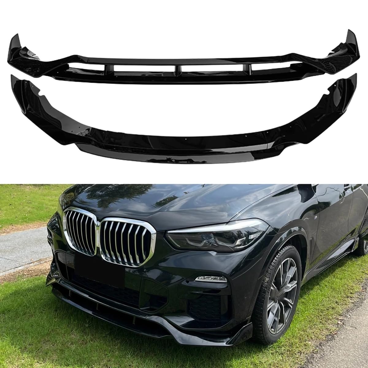 Car Front Bumper Lip Spoiler Splitter for BMW X5 G05 2019-2023, Front Shovel Body kit Spoiler
