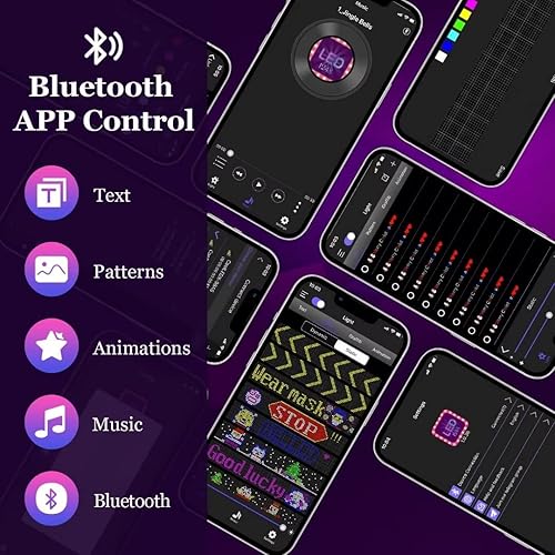 Vista 27 de GOTUS Señal LED para automóvil, letrero LED programable de desplazamiento, aplicación Bluetooth, animaciones de diseño de bricolaje, texto