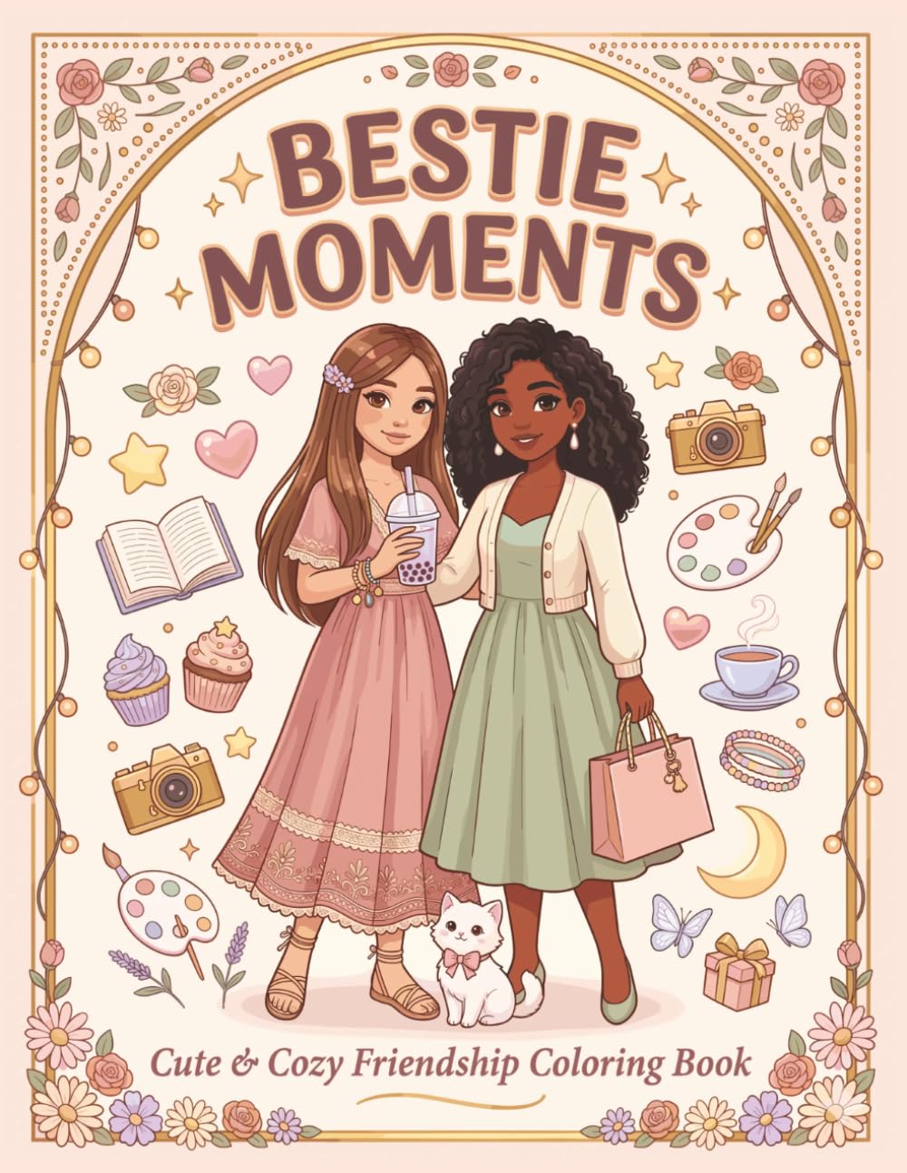 Bestie Moments: Coloring Book for Girls Teens and Adults Featuring Cute Friendship and BFF Scenes for Relaxation and Creative Fun