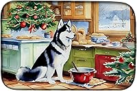 Vista 1 de Caroline's Treasures DAC3884DDM Siberian Husky Christmas Cookies Dish Drying Mat Absorbent Dish Drying Mat Pad for Kitchen Counter Dish Drainer Mat
