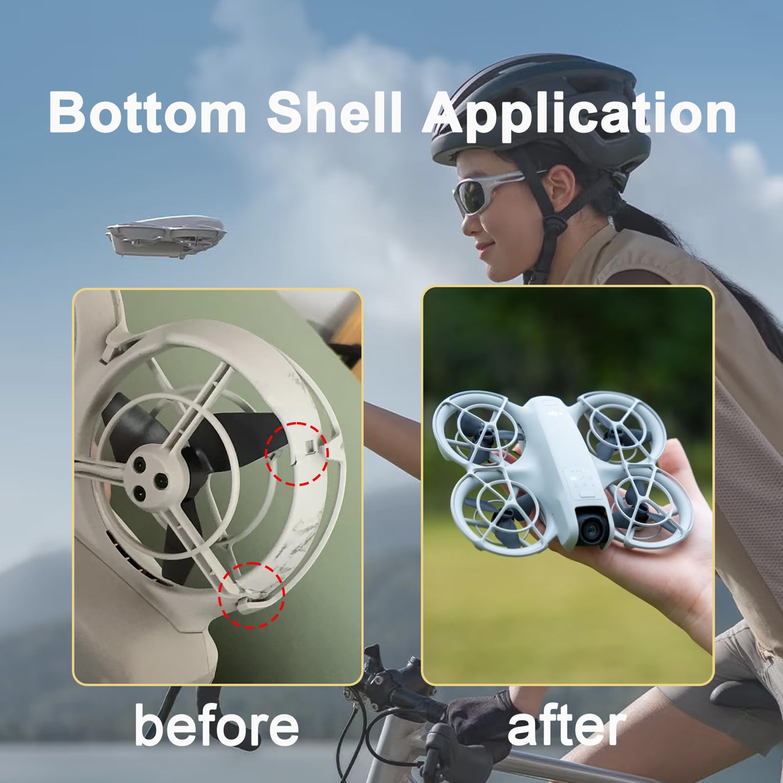 Sostituzione guscio inferiore compatibile con Dji Neo, copertura inferiore protezione eliche, kit corpo drone grigio (sinistra o destra)