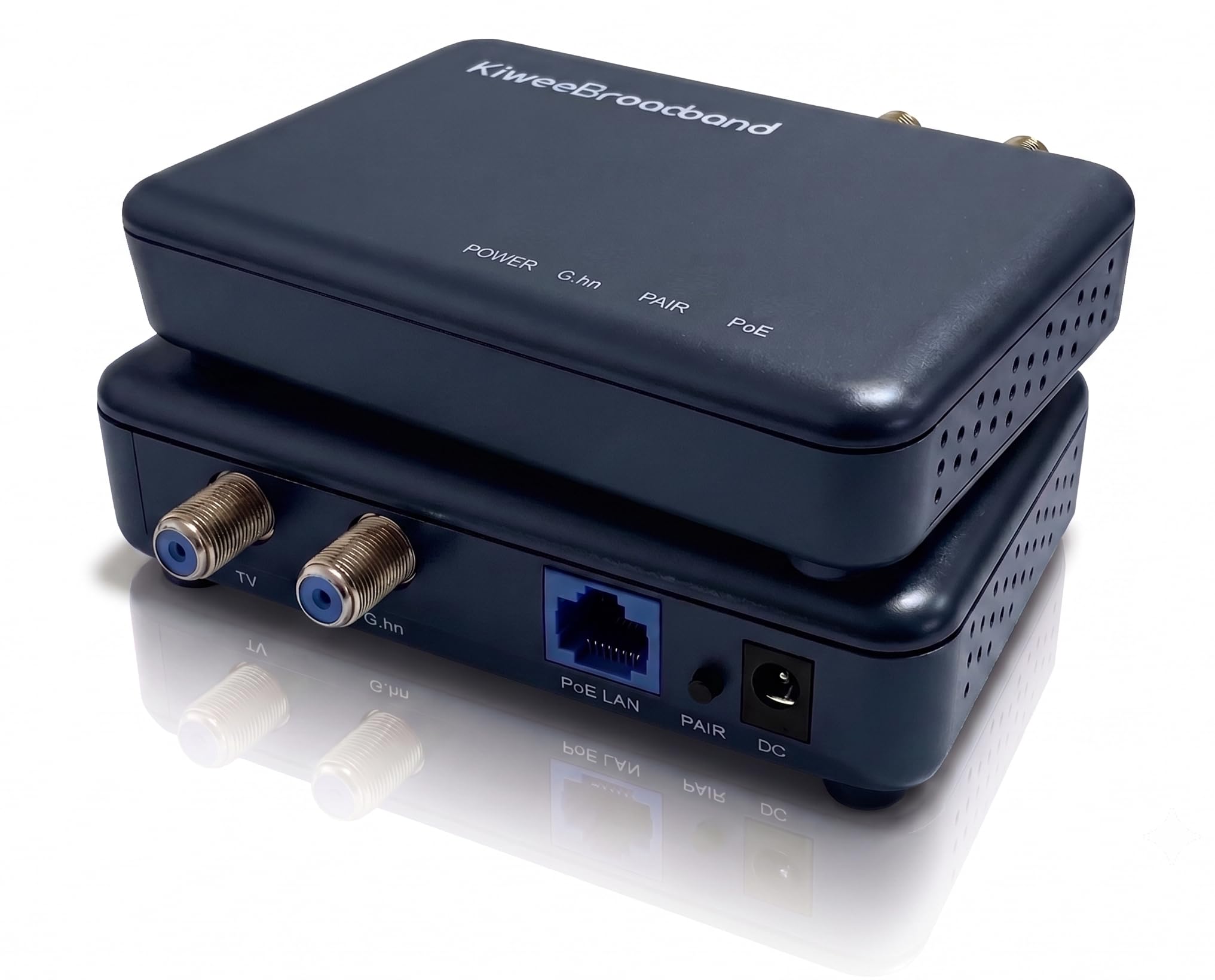 KB-G3-03 Kit Adaptateur Coaxial G.hn Wave 2 (Pack de 2) avec Port 2.5GbE & PoE+ (30W) – Ethernet Via Câble Coaxial (1.6Gbps), pour Point d'Accès Wi-FI 6E/7, IP Caméra, Compatible TNT/Sat
