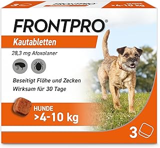 FRONTPRO Hund M - Kautablette gegen Zecken & Flöhe (Hunde 4 bis 10 kg) - 3X Kautabletten für 3 Monate Schutz product image