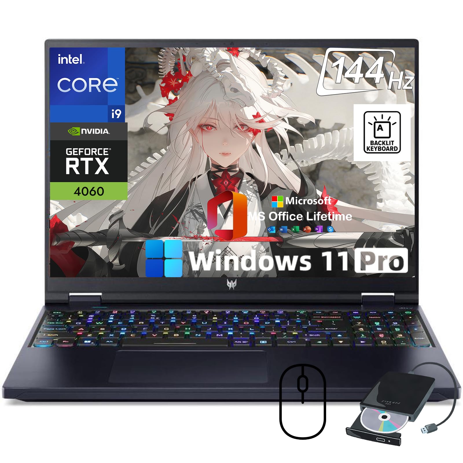 Acer Nitro V 15 Gaming Laptop - Intel 13 Gen Core i9-13900H - GeForce RTX 4060-15.6" 144 Hz IPS Display - 32 GB DDR5-2 TB SSD- Backlit Keyboard - Windows 11 Pro - Microsoft Office Lifetime 32 GB DDR5 RAM|2 TB SSD