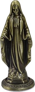 Alloy Religion Statues Catholic Mini Bronze Figures Ornament with Sticker on Bottom to Stick on Car Home Altar Church Office (Our Lady of Grace Statue)