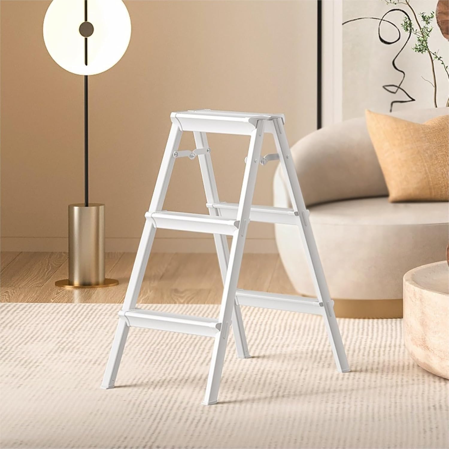 Attic Ladders Step Ladder Foldable A-Frame Ladder Climbing Reaching Items High Stool Shelf Double-Sided Steps Folding Step Stool(Black,2 Steps)