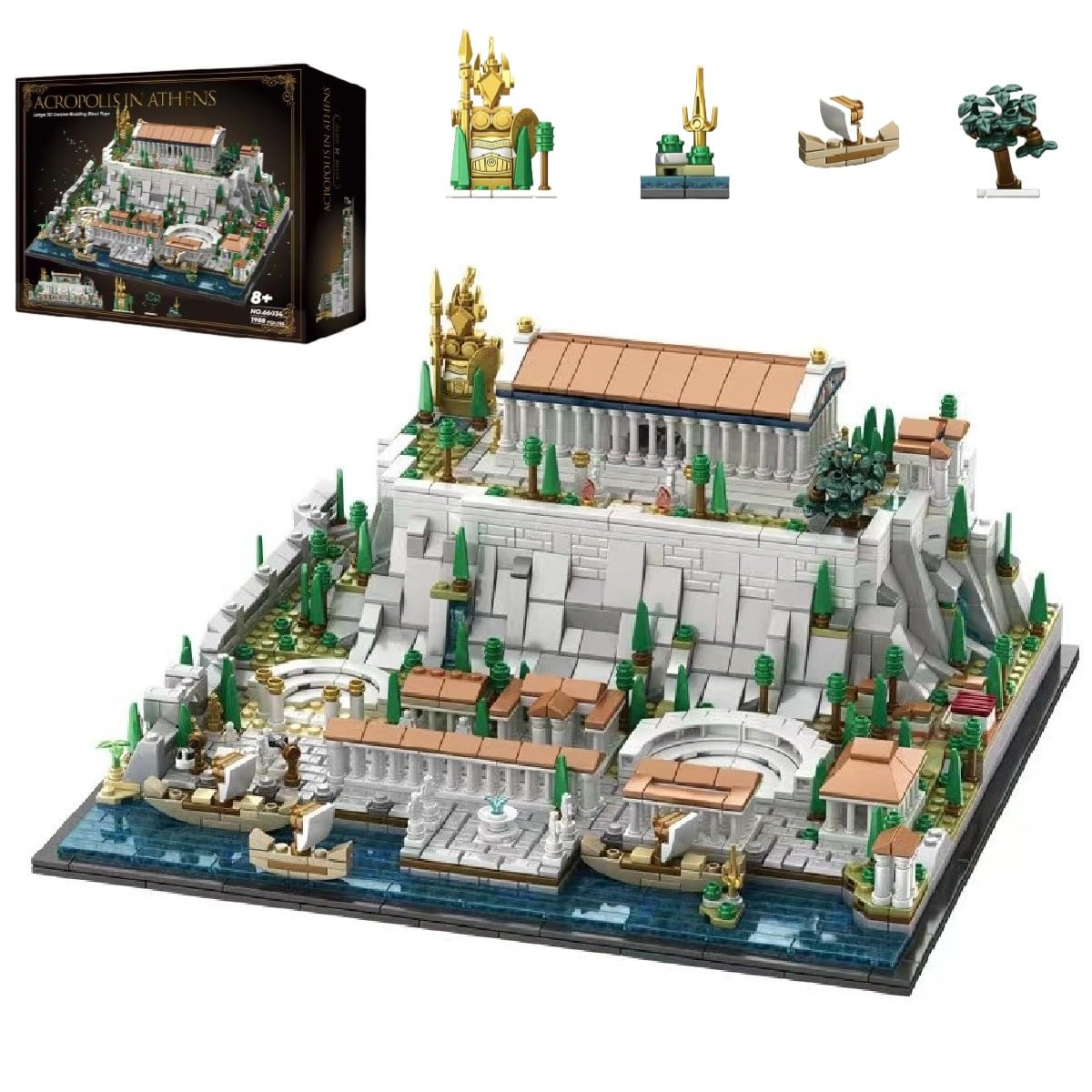 Unativer Architecture Acropolis of Athens Building Blocks Set, 1988 Pcs Famous Landmark Architecture Building Kit, MOC Modular House Bbuilding Blocks Kit, Display Model Kit and Home Decor