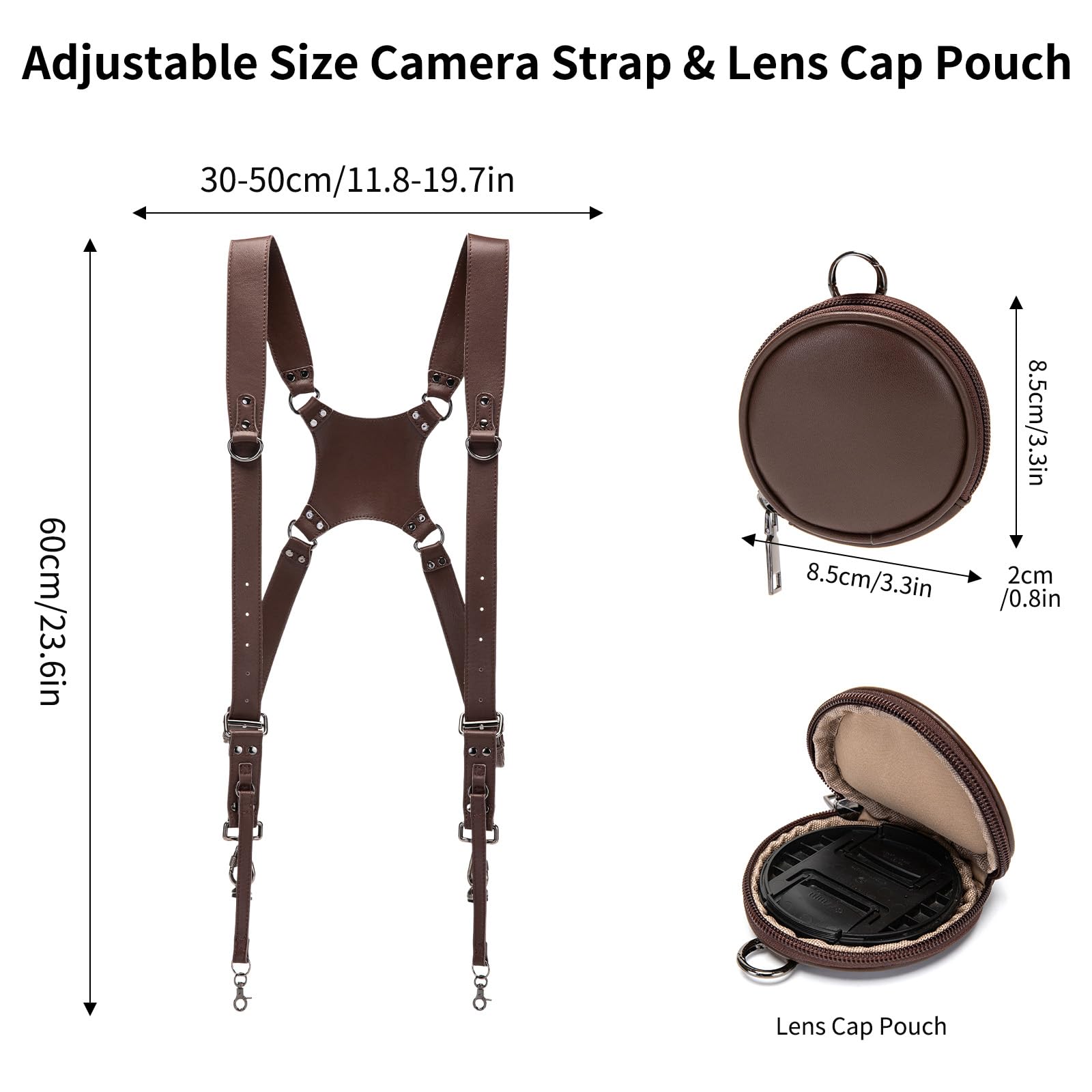 Imbracatura doppia per 2 fotocamere in pelle tracolla per fotocamera DSLR/SLR cinghie per fotografi