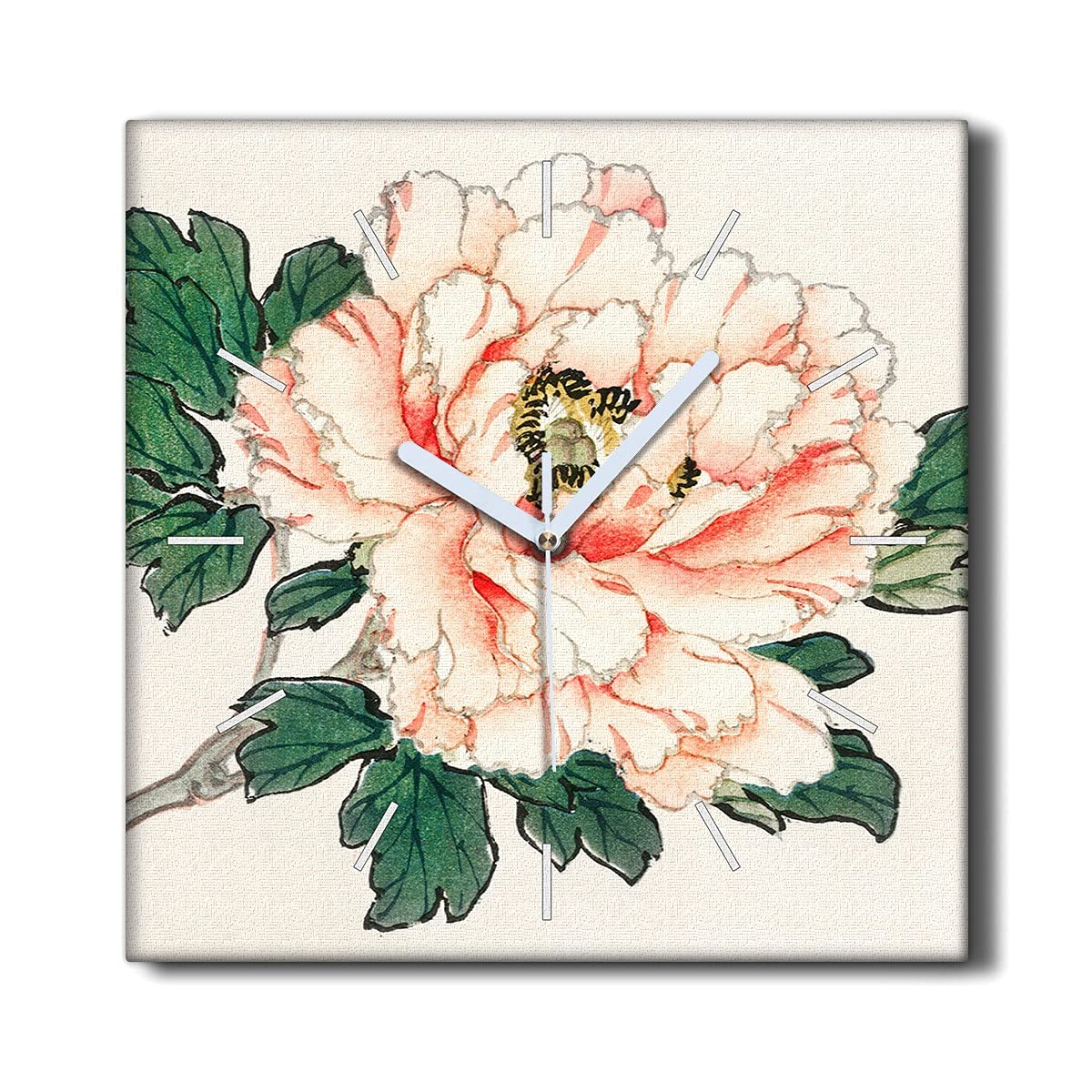 Horloge murale silencieuse pour salon éliminant le tic-tac avec toile florale