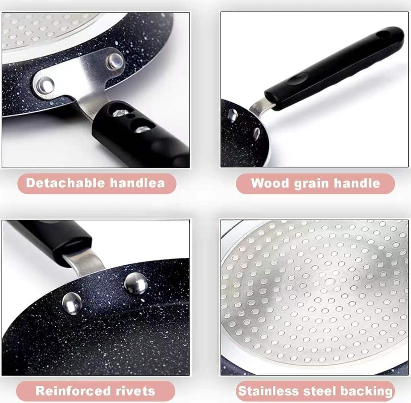 10-inch Nonstick Crepe Pan With Ceramic Coating - Versatile Skillet For Pancakes, Roti, Pizza & Omelets - Induction & Gas Compatible, Durable Black Frying Pan Black 8in/22cm