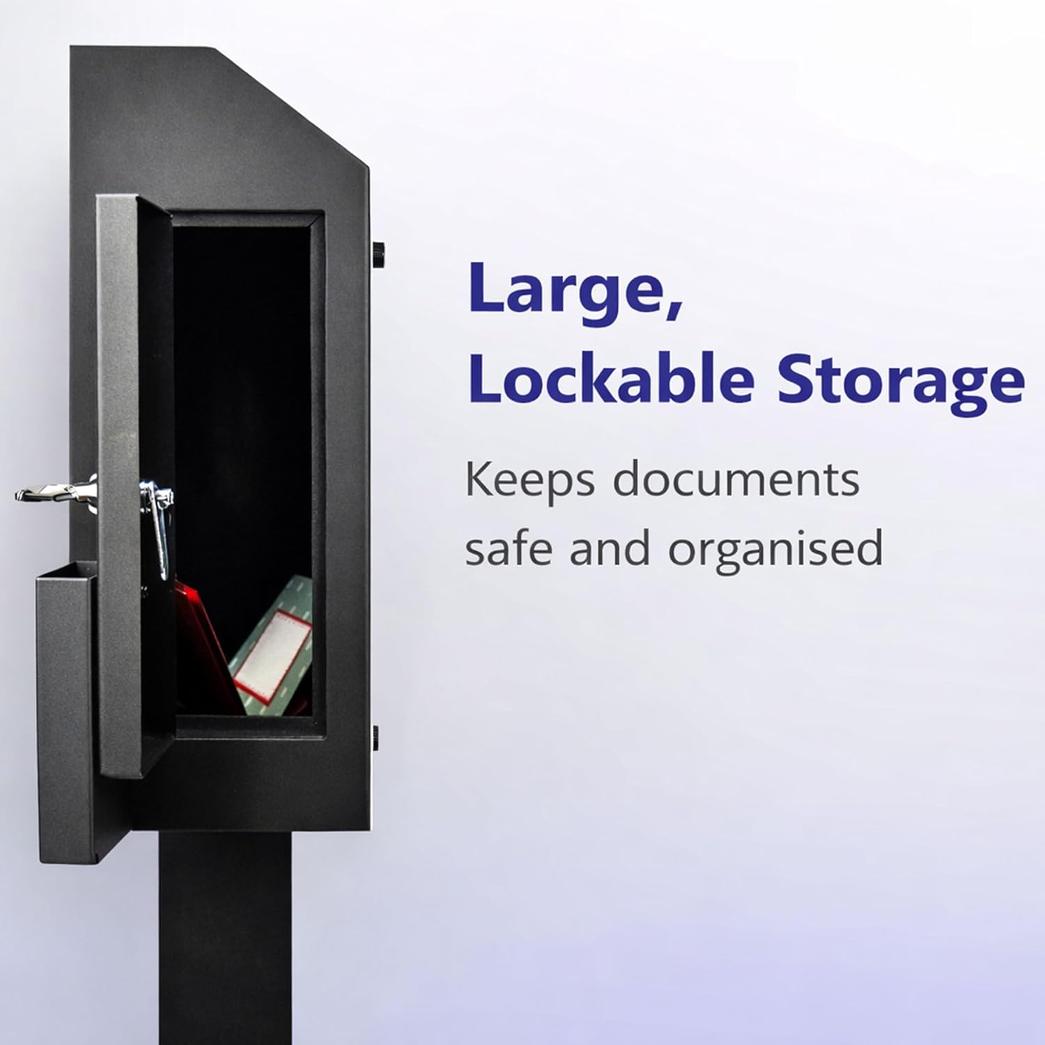 Suggestion Box with Stand, Floor Standing Offering Box, Heavy Duty Metal Locking Ballot Collection Safe Box for Voting Charity Donation Church Election Ballet Event