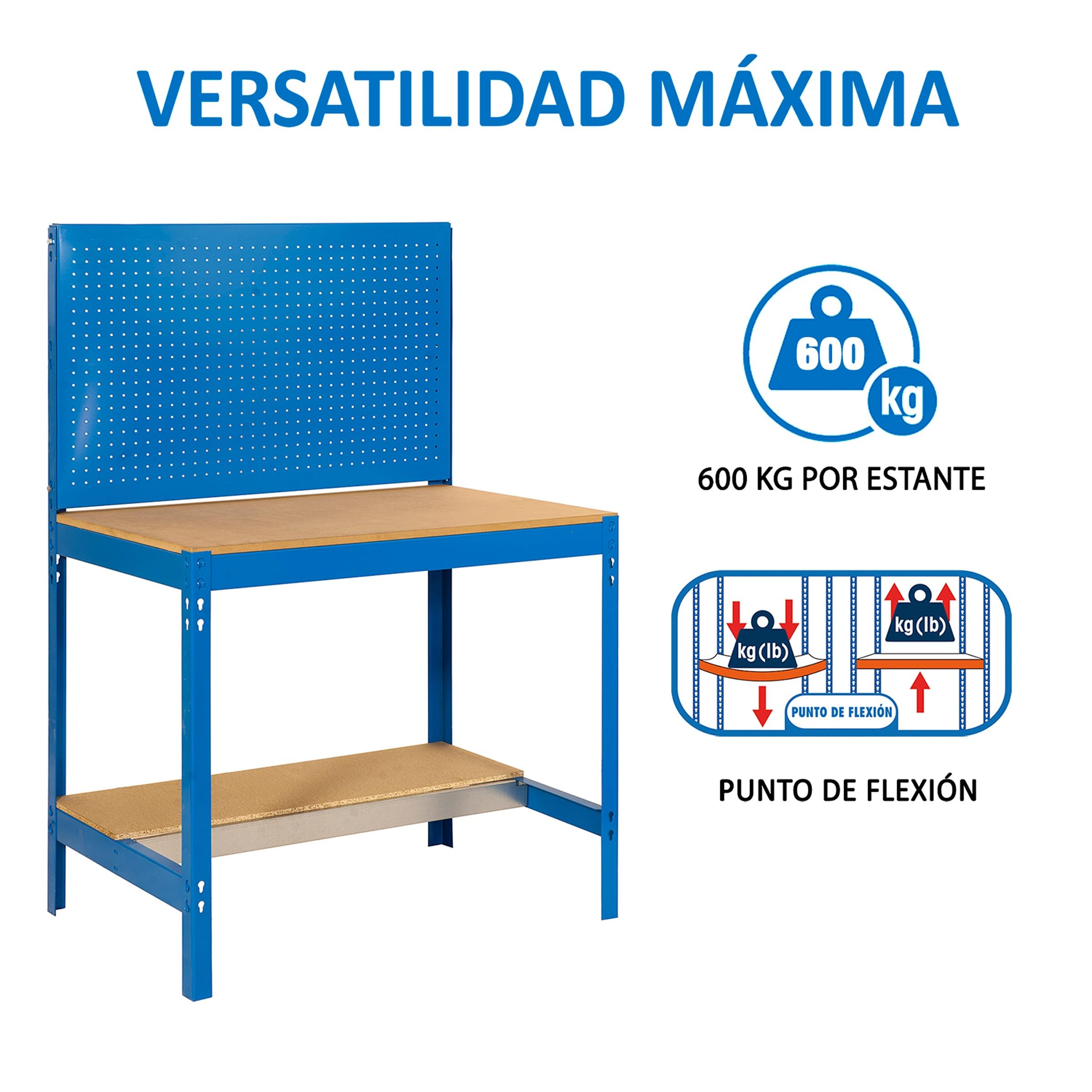 Banco Da Lavoro Simon Rack BT3 - 1445x1210x610 Mm, Capacità 600 Kg, Zincato/Legno, Per Officina