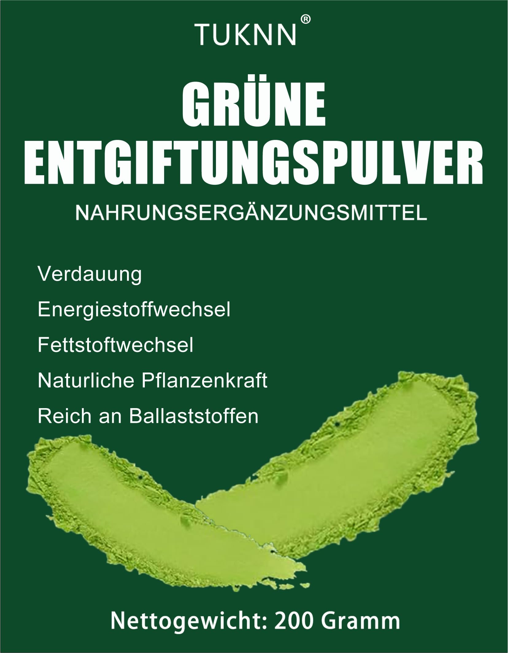 Grüne Entgiftungspulver,Grünes Superfood Pulver mit 8 Pflanzenstoffen,Grüne Balance Stoffwechsel-Pulver 200g,Fördert den Stoffwechsel und Sorgt für Sanfte Pflege
