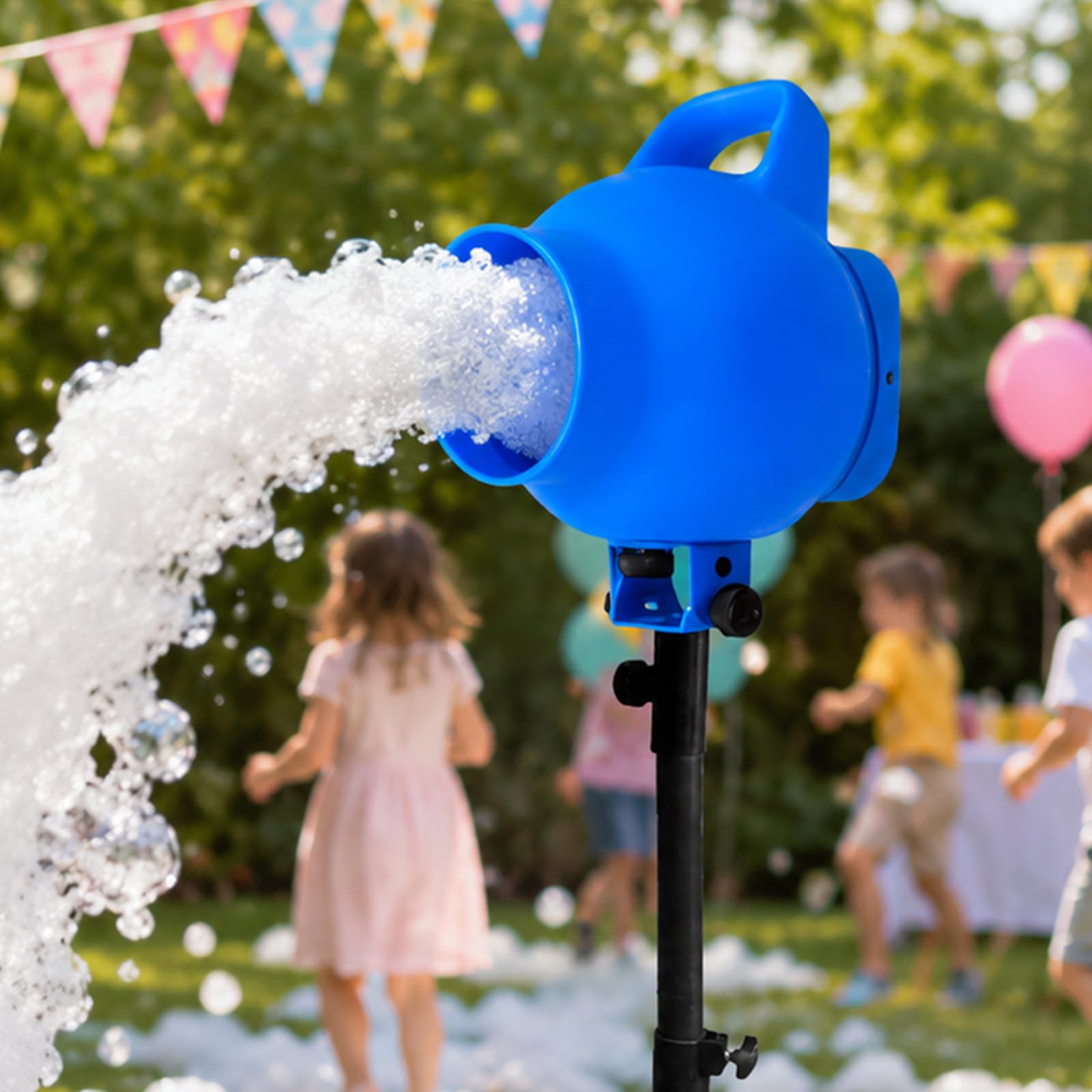 Imprezowa Maszyna Do Piany 150 W, Generator O Zasięgu 3–5 m, Statyw 100–130 cm, Pompa 1000 L/H I Skrzynka Sterująca Na Obozy, Baseny I Urodziny, Na Letnie Atrakcje Blue