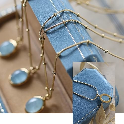 Miniatura 5 de Collar con dije de piedra preciosa de aguamarina, piedra curativa de cristal natural de coraje, chakra de garganta y ayuda para la comunicación,