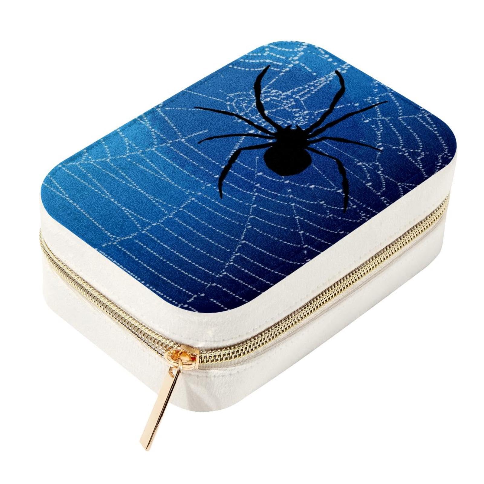 Boîte à bijoux de voyage velours noir Blue Web pour vos souvenirs