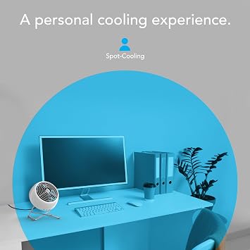 Vornado VFANTM Mini Modern Personal Desk Fan with 2-Speed Control, Adjustable Tilt, Quiet Metal Air Circulator for Office, Bedroom, Dorm, Compact Desktop Cooling Device, Ice White