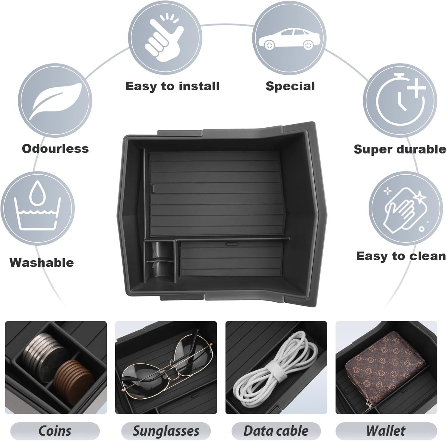 SKTU 2-Pack for 2025 Subaru Forester Center Console Organizer for 2025 Subaru Forester (Base/Premium/Sport/Limited/Touring) Console Tray Subaru Forester 2025 Accessories Double Layers