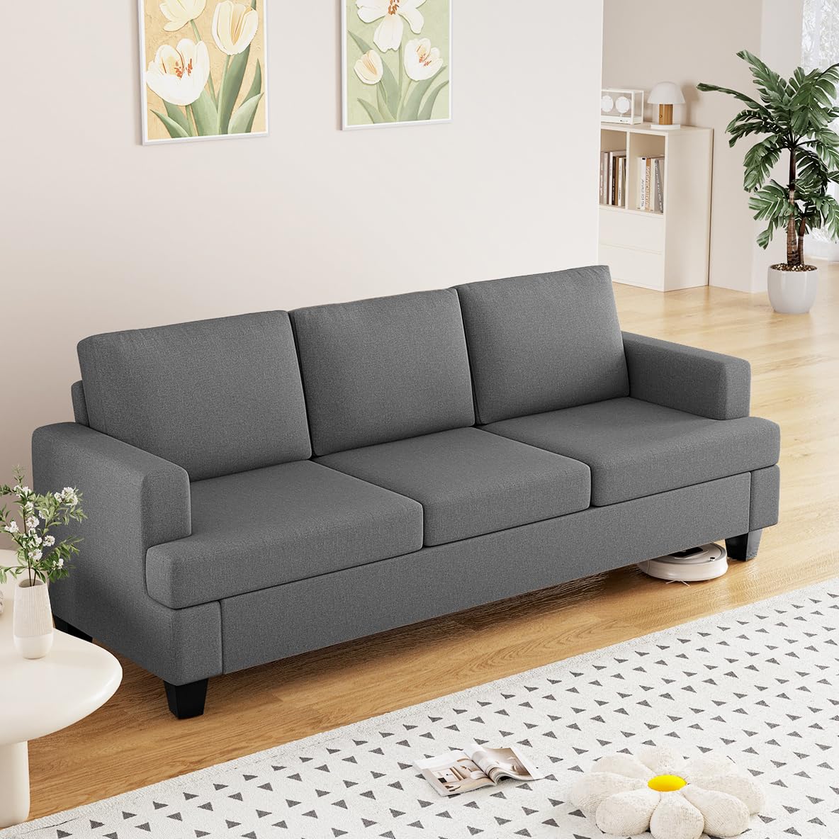 Amazon.com: Furnimart 85 inch Deep Seat Sofa, Modern Grey 3 Seater