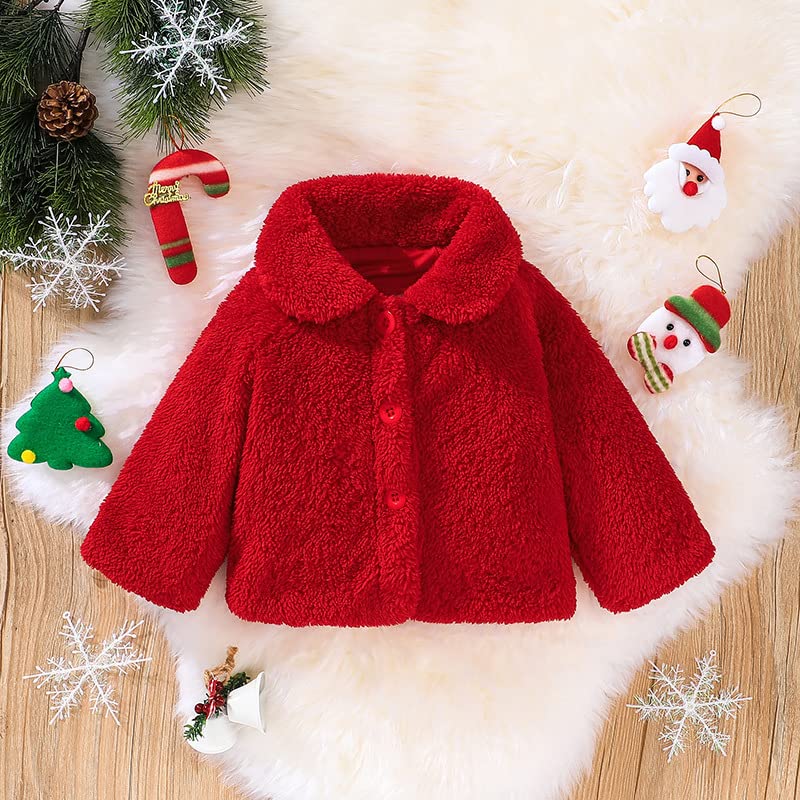 Toddler Baby Girls Boys Fleece Winter Warm Jacket Infant Button Up Long Sleeve Lightweight Polar Outwear (Christmas Jacket,2-3T)