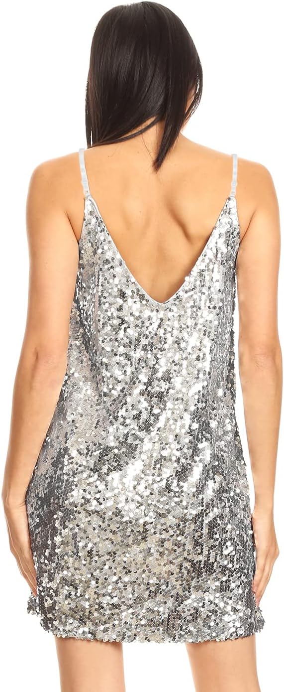 Anna-Kaci Women's V Neck Sleeveless Gradient Sequin Stretchy Mini Party Clubwear Dress - Image 3