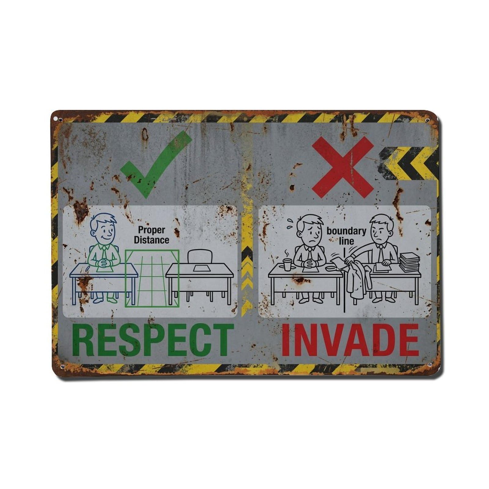 Personal Space Respect Office Vintage Metal Tin Sign Plaque Wall Decor for Cafe, Club, Garden Metal Poster 8x12Inch