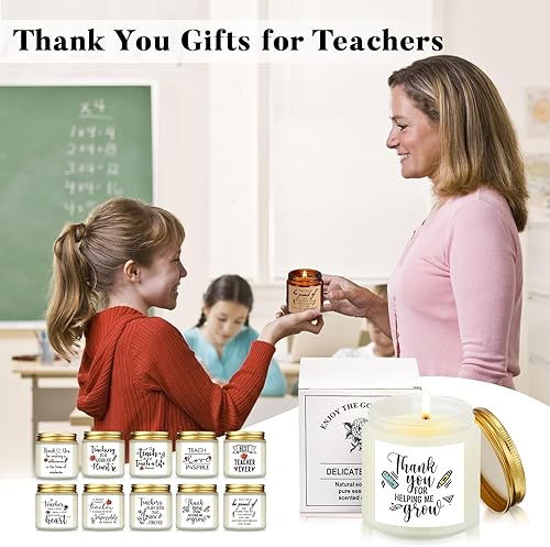 Miniatura 6 de Lounsweer 10 velas de regalo de agradecimiento a los maestros de Navidad a granel de 3.5 onzas para profesores, compañeros de trabajo, velas