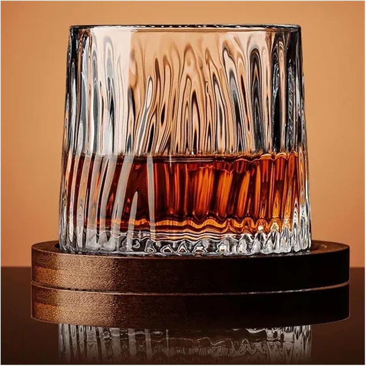 Tumbler Glass With Base Crystal Glasses Rotating Spinning Cup Drinkware Bar Home(Type a)
