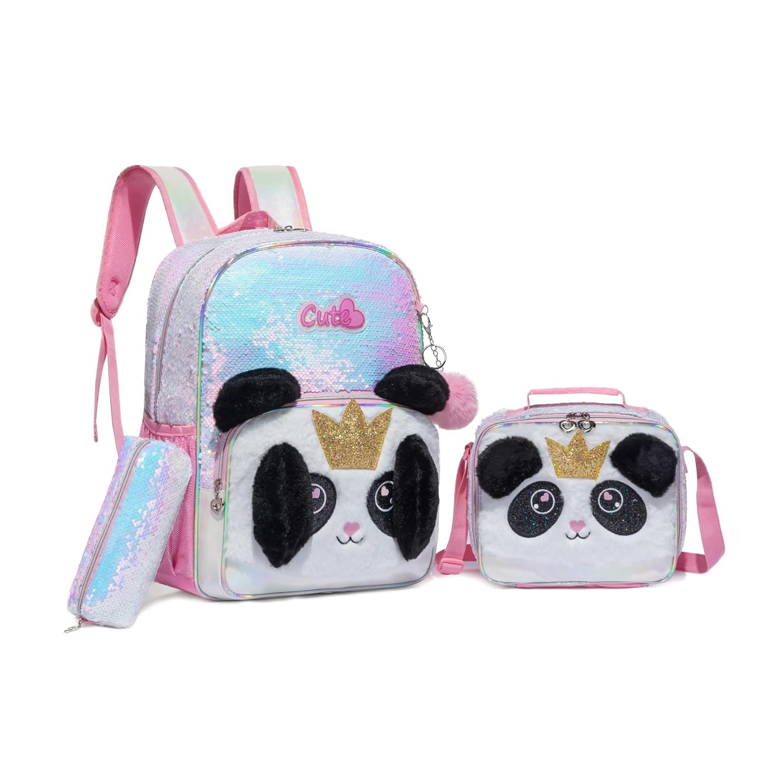 Mochila infantil, Kit Escolar 3 Peças, Mochila com Lancheira e Estojo, para Crianças Acima de 1,2m