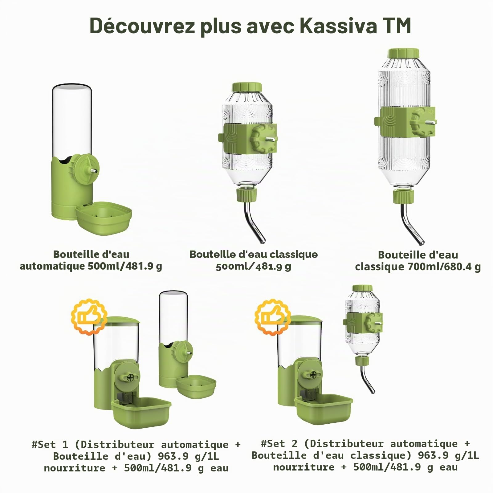 Distributeur Automatique d'eau et Nourriture pour Animaux, Mangeoire Suspendue pour Cages, Station d'alimentation pour Chiot, Chaton, Lapin, Cochon d'Inde, Chinchilla, Furet, hérisson (Vert)