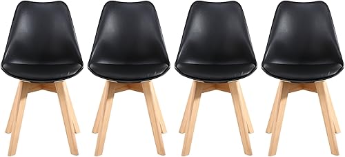 Miniatura 4 de NOBPEINT Sillas de comedor de mediados de siglo, juego de 4 (negro) negro, (Black Set of 4),Negro juego de 2,blanco, set de 2,Juego de 4 unidades de