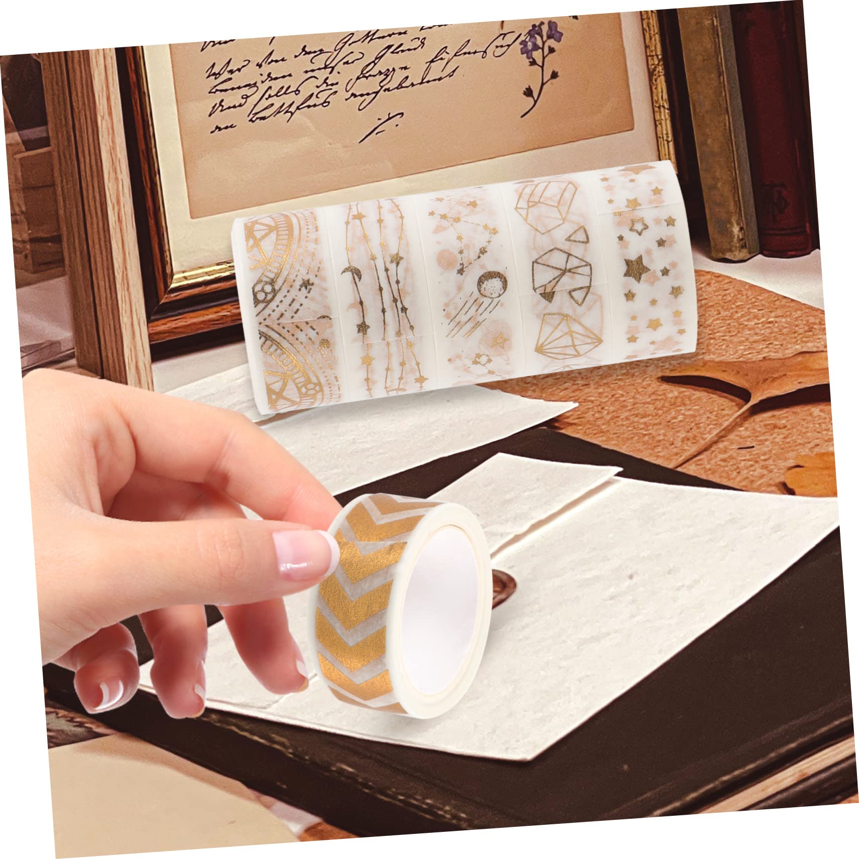 STOBOK 40rotoli Nastro Washi Decorativo Con Motivi Dorati Per Scrapbooking e Diari Adesivi Per Progetti Fai Da Te Decorazioni Per Regali e Album Fotografici