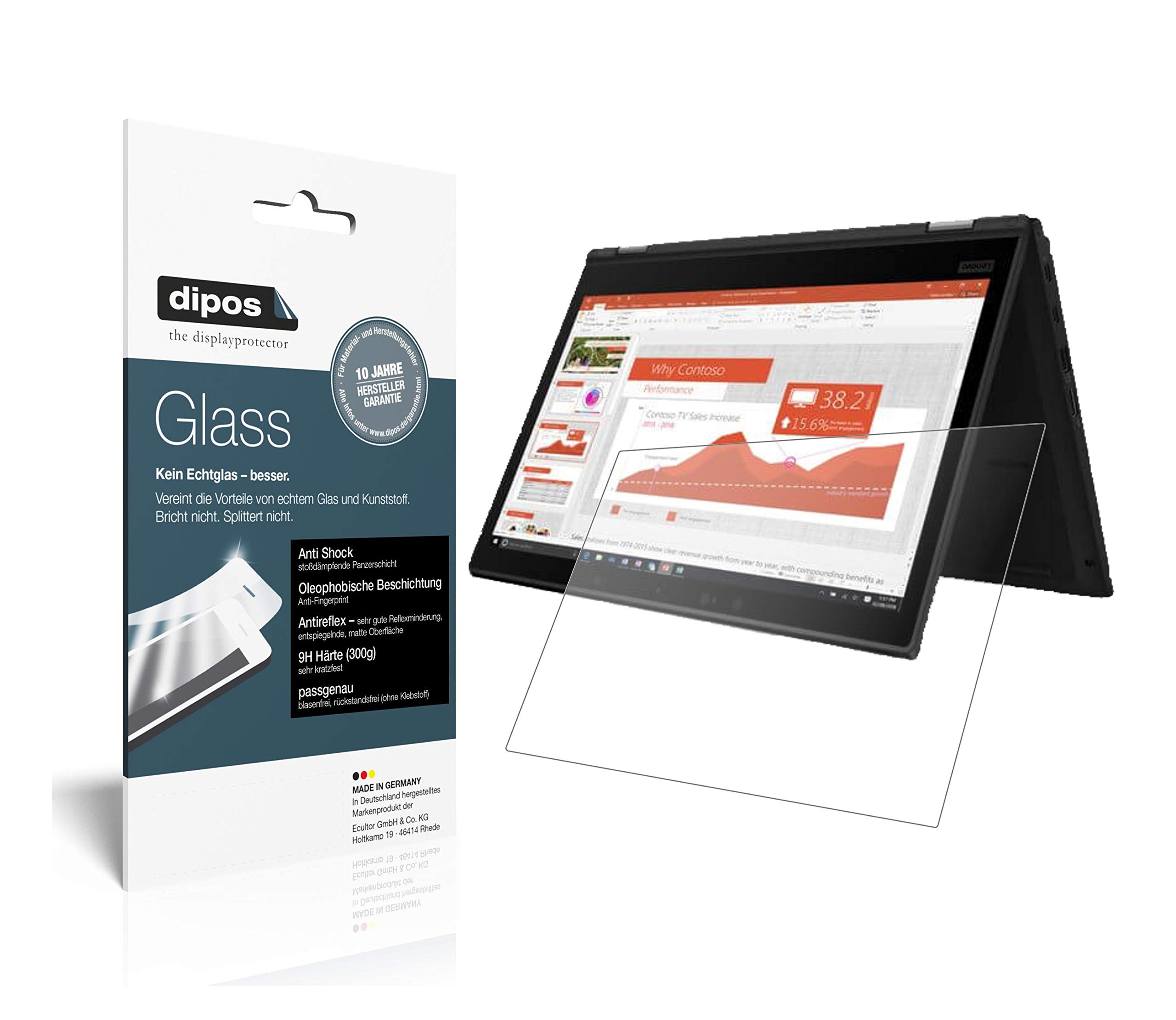 dipos 1x Pellicola Protettiva 9H opaca per Lenovo Yoga X390 13.3 Zoll | Antiriflesso, non si rompe e non si scheggia, non è vero vetro, Anti-Shock, antigraffio, senza bolle, autoadesiva