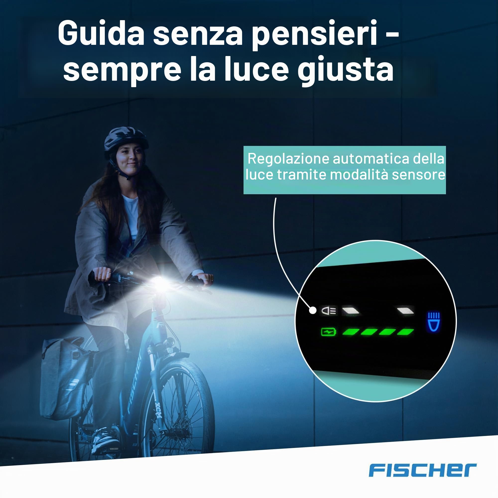 Fischer Fanale anteriore a LED per bicicletta, 100 lux, abbaglianti