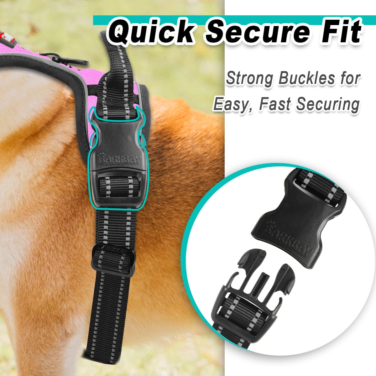 BARKBAY Arnés Reflectante para Perro con Clip Frontal y asa de fácil Control para Caminar, Entrenar, Correr, no Tirar