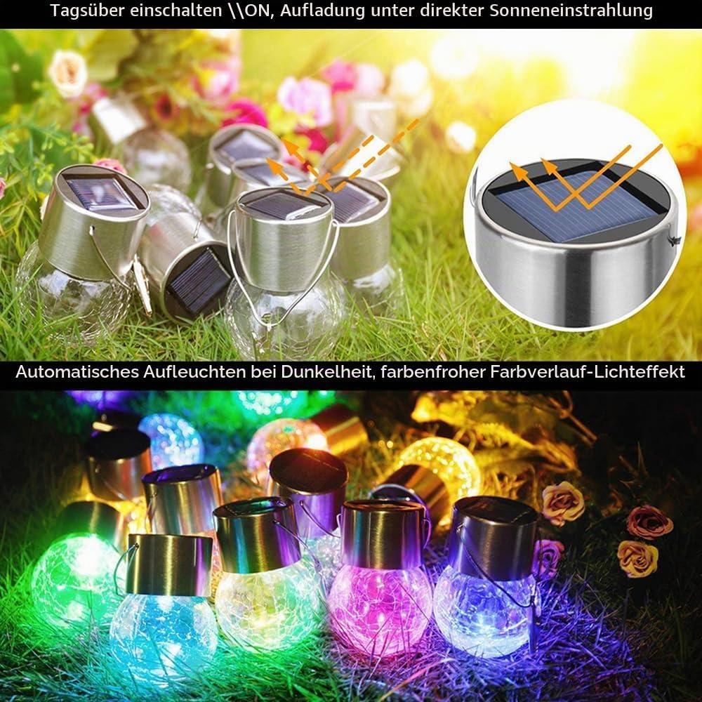 LED in Vetro Solare,10 PezzI Luci Solari Esterno,Lampada Solare in Vetro con Catena Luminosa a LED,Interno ed esterno,Giardino,Balcone,Decorazione del Partito (Colorato)