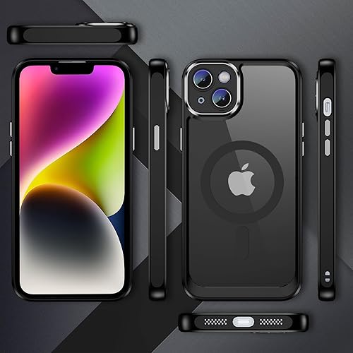 Miniatura 7 de Funda para iPhone 15 con protector de pantalla y protector de cámara, marco de silicona a prueba de golpes, carcasa trasera dura transparente para