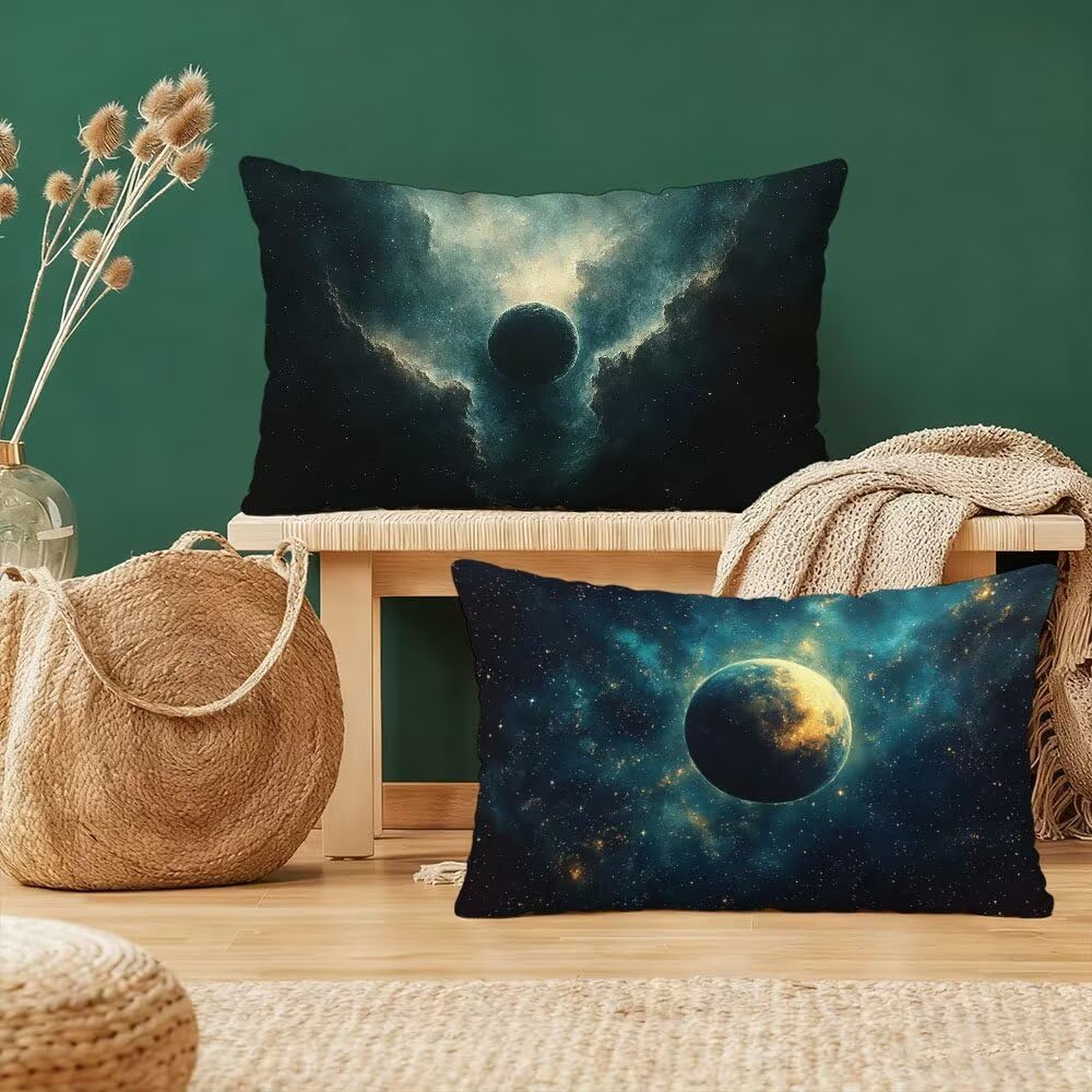 Taie d'oreiller 40x80 noir planète pour sublimer votre canapé de salon