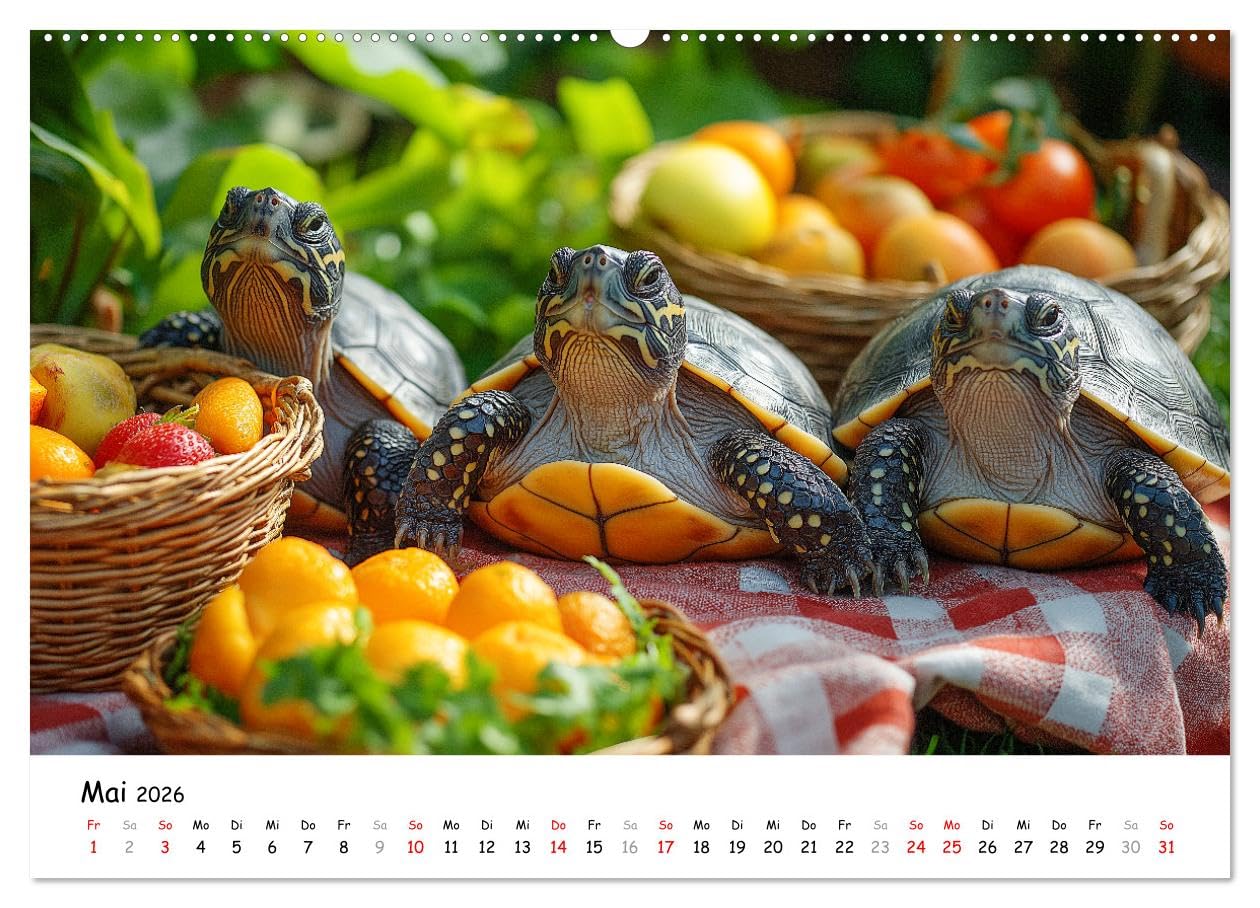 CHILL MAL - Entspannte Schildkröten beim Faulenzen (Wandkalender 2026 DIN A2 quer), CALVENDO Monatskalender: Entspanne mit coolen Schildkröten durch ... von Ruhe und Entschleunigung (CALVENDO Spass)