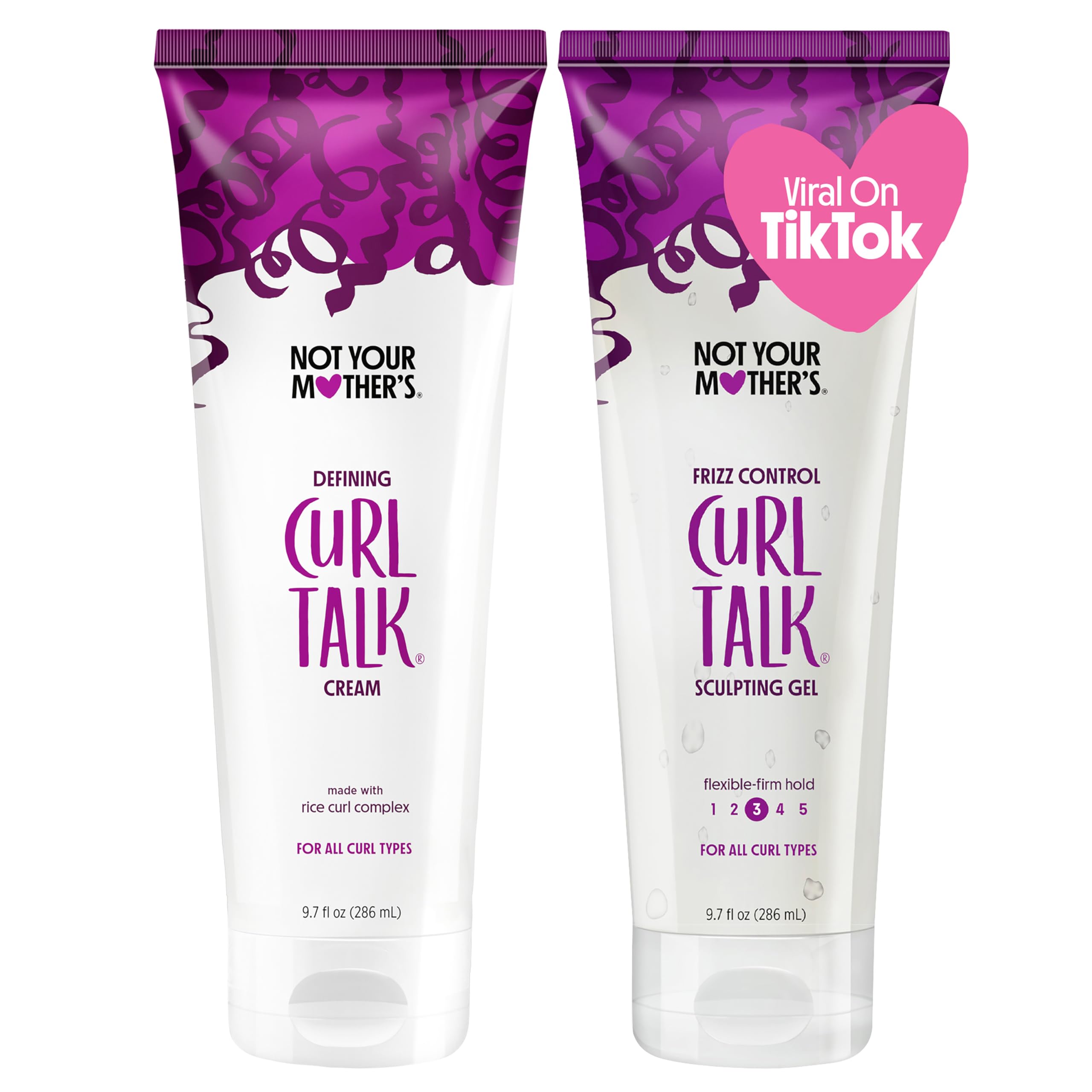 Not Your Mother's Curl Talk Frizz Control Sculpting Gel and Defining Cream (2-Pack) - Formulated with Rice Curl Complex - For All Curly Hair Types (9.7oz, 2-Pack)